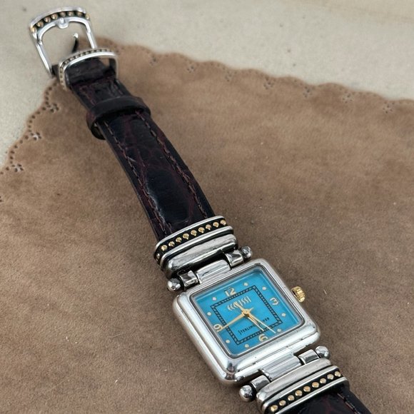 Vintage Ecclissi Sterling Silver Western Watch Turquoise Face - Picture 8 of 8